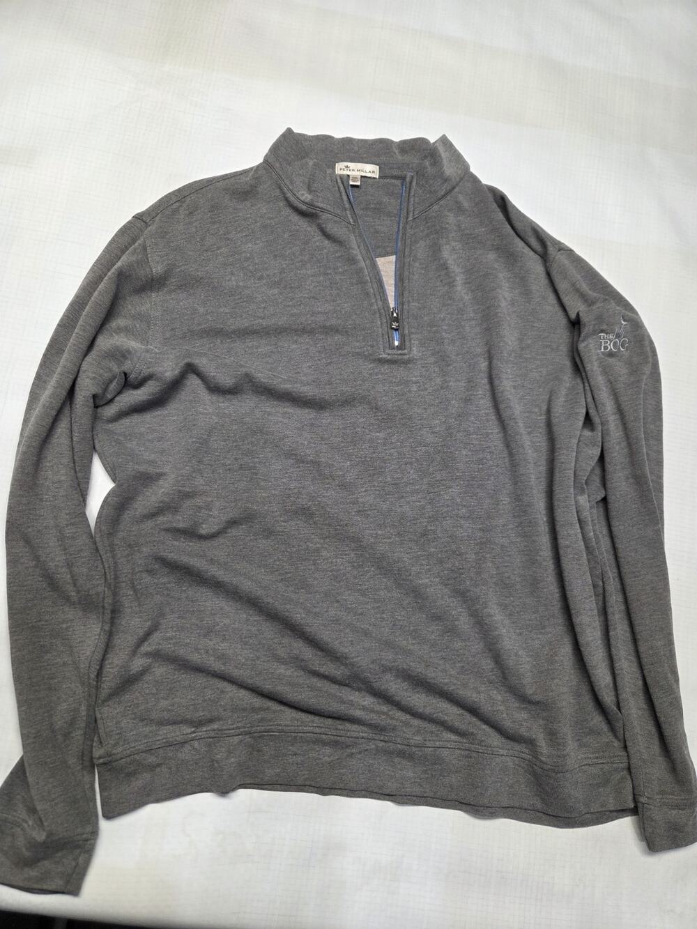 Peter Millar Men's Grey Quarter Zip 2xl Long Sleeve